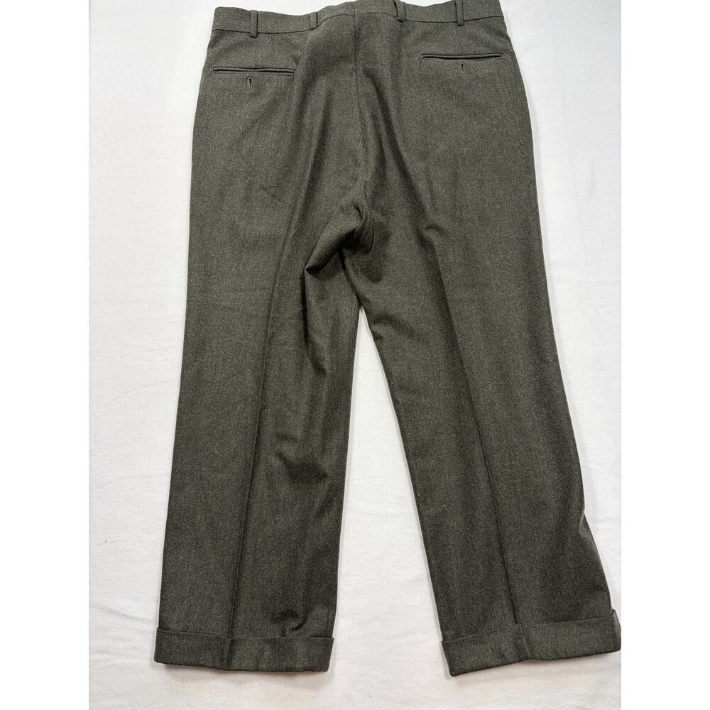 Brooks Brothers Brooksease Olive Green Dress Pants Mens 38 Cuffed Wool Blend - Picture 5 of 11